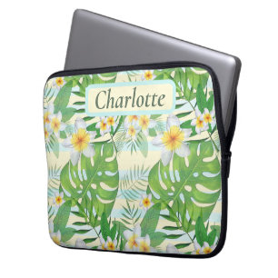Capa Para Notebook Flores Insulares e Folhas de Monstera Personalizad
