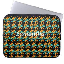Capa Para Notebook Flores Laranja, Verde E Azul
