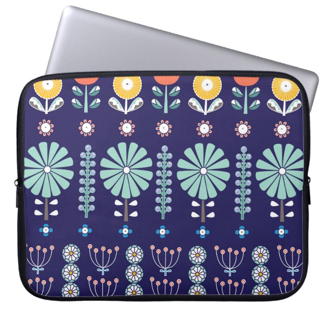 Capa Para Notebook Flores lineares escandinavas, motivo de verão (Frente)