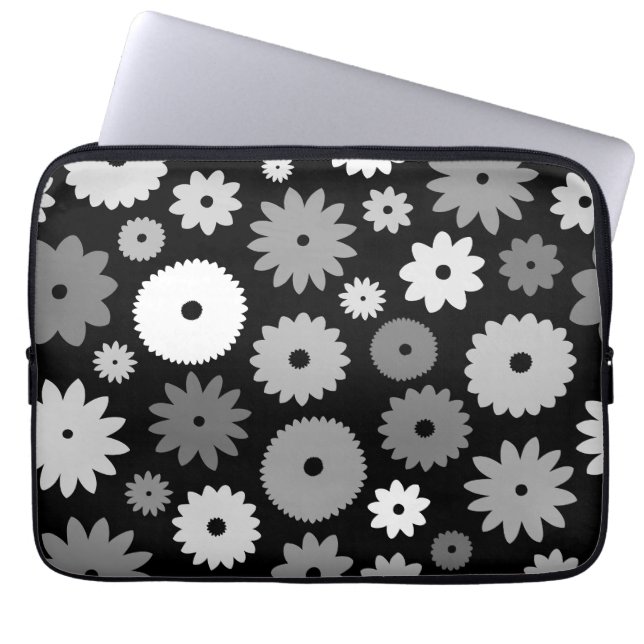 Capa Para Notebook Flores Monocromáticas Grande Padrão (Frente)