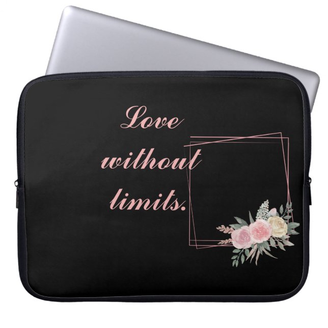 Capa Para Notebook Flores Negras Bonitas, Adoro uma citação (Frente)