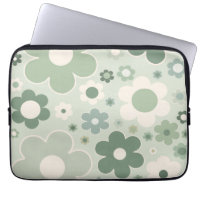 Flores Retro Abstrato Verde Sage Floral