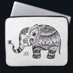 Capa Para Notebook Flores Retro e Diamantes Púrpura Elefantes<br><div class="desc">Legal desenho de elefante floral negro com sotaques de diamantes roxos (design é apenas uma imagem), sobre fundo branco de damascos florais. Se precisar de ajuda para personalizar qualquer um dos meus designs, entre em contato com o designer do ArtOnWear. Formatação de texto livre com ajuda ao vivo disponível por...</div>
