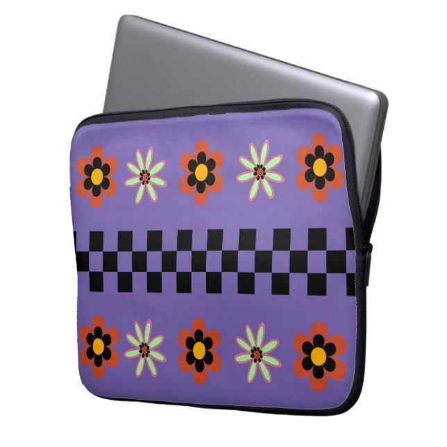 Capa Para Notebook Flores Retro Punk (Frente Esquerda)