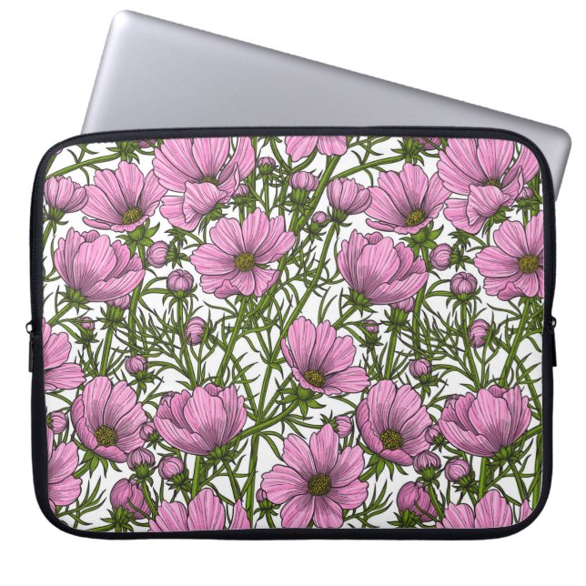 Capa Para Notebook Flores rosa Cosmos (Frente)