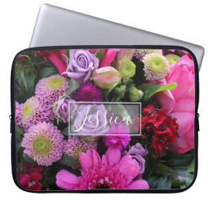 Capa Para Notebook Flores Rosa e Violeta Personalizadas