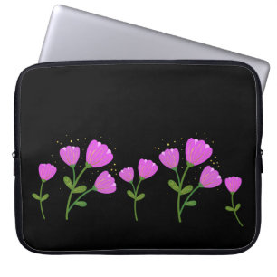 Capa Para Notebook Flores rosa na Bolsa de laptop preta