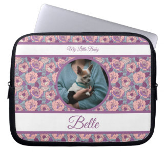 Capa Para Notebook Flores Rosa Roxo & faixas com nome/frase