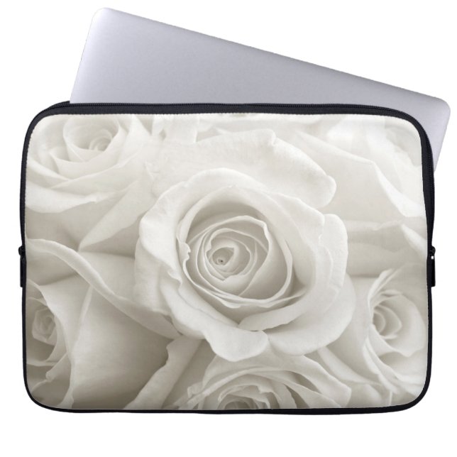 Capa Para Notebook Flores | Rosas brancas (Frente)