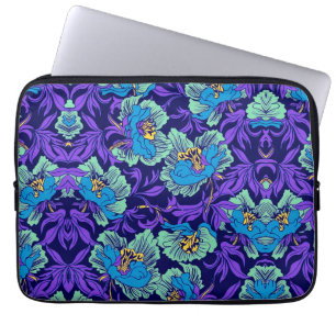 Capa Para Notebook Flores roxas e azuis William Morris