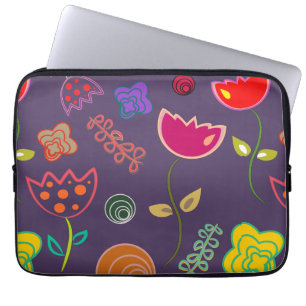 Capa Para Notebook Flores roxas e rosa modernas