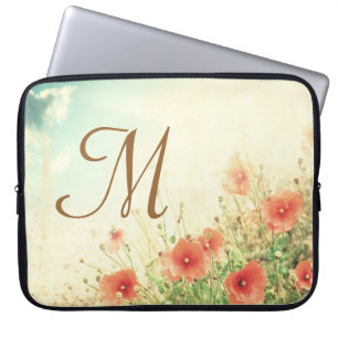 Capa Para Notebook Flores Selvagens Rosa Monograma, Laptop de 15"