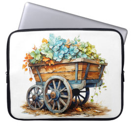 Capa Para Notebook Flores Silvestres Antigas numa Carroça de Madeira