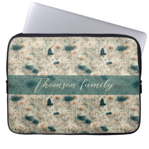 Capa Para Notebook Flores Silvestres de Primavera e Borboleta para Fa