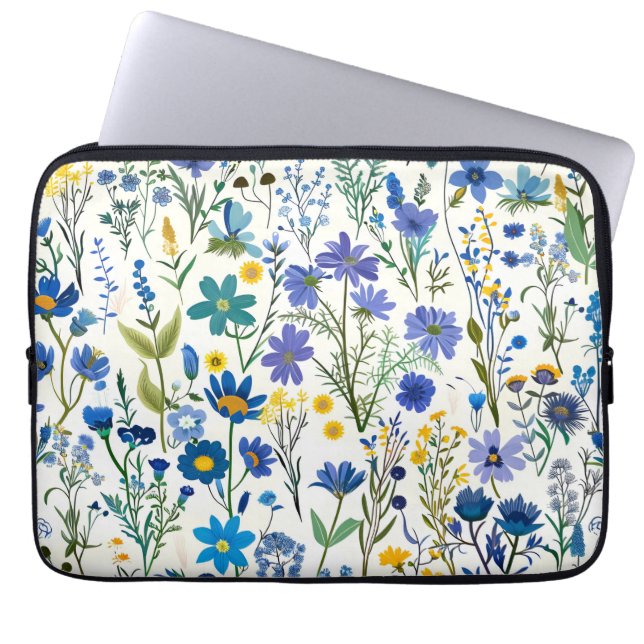 Capa Para Notebook Flores silvestres Russas do Jardim Azul (Frente)