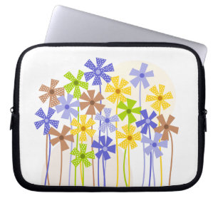 Capa Para Notebook Flores simples, de cor azul-acastanhada, de cor br