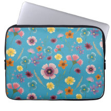 Flores-sombra na bolsa de laptop azul