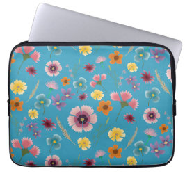 Capa Para Notebook Flores-sombra na bolsa de laptop azul