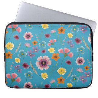 Capa Para Notebook Flores-sombra na bolsa de laptop azul