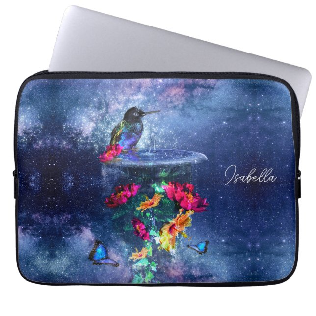 Capa Para Notebook Flores tropicais, beija-flor personalizado (Frente)