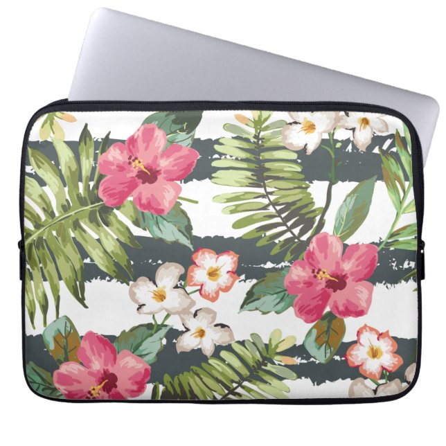 Capa Para Notebook Flores Tropicais De Hibisco Bolsa de laptop Floral (Frente)