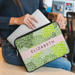 Capa Para Notebook Flores Verdes Dahlia, Padrão Floral, Seu Nome<br><div class="desc">Padrão elegante,  na moda e sofisticado com flores verdes Dahlia. Presente moderno e moderno,  perfeito para o amante floral de design na sua vida. Personalize adicionando o seu nome,  apelido,  monograma ou iniciais.</div>