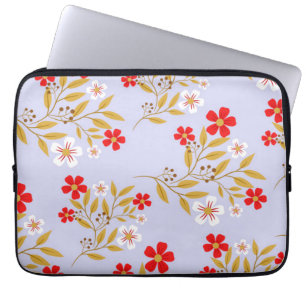 Capa Para Notebook Flores Vermelhas Bonitas no Estilo Vintage em Padr