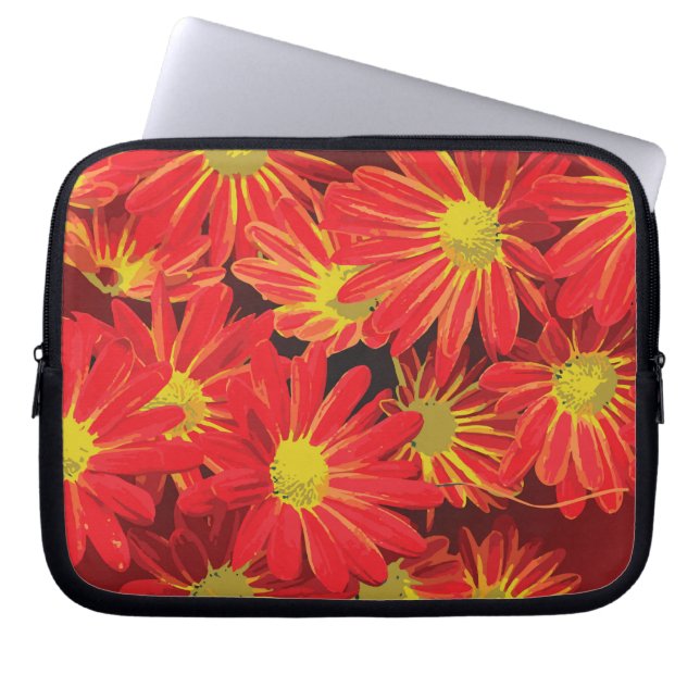 Capa Para Notebook Flores Vermelhas e Amarelas 1 (Frente)
