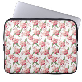 Capa Para Notebook Flores Vermelhas e Berries com Folhas Verdes