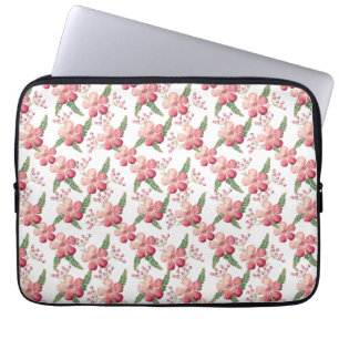 Capa Para Notebook Flores Vermelhas e Frutas com Folhas Verdes