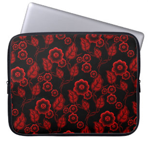 Capa Para Notebook Flores vermelhas, folhas vermelhas, Folha floral/p