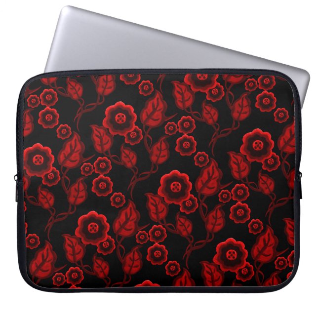 Capa Para Notebook Flores vermelhas, folhas vermelhas, Folha floral/p (Frente)