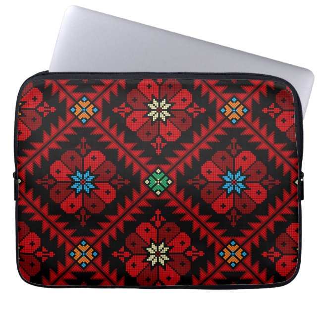 Capa Para Notebook Flores vermelhas Palestina Embroiderme tatreez Pad (Frente)