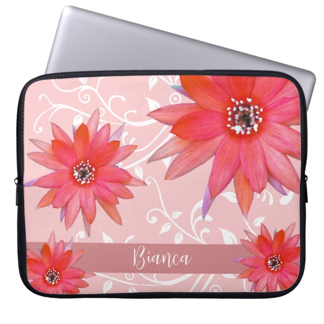 Capa Para Notebook Flores Vermelhas Whimsical Folhas Suavemente Acres (Frente)