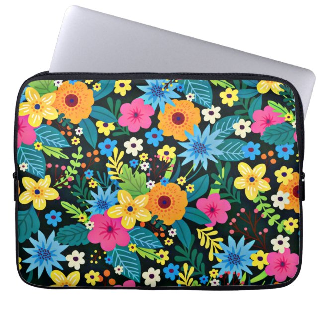 Capa Para Notebook Flores Vibrantes Ditsy Padrão Floral-43785 (Frente)