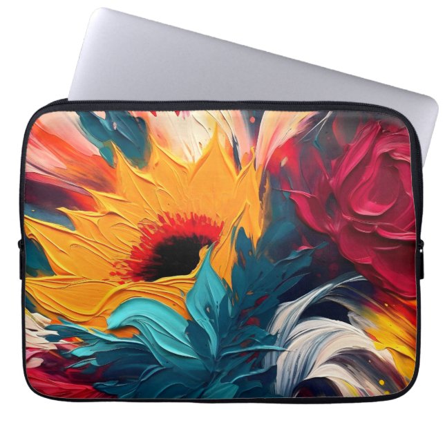 Capa Para Notebook Florescimento Radiante – Expressão Floral Abstrata (Frente)