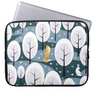 Capa Para Notebook Floresta de inverno de Natal: Animais sem rumo