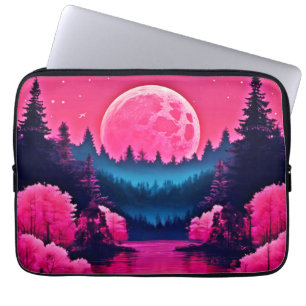 Capa Para Notebook Floresta do Lago de Fantasia Neon Iluminada pela L