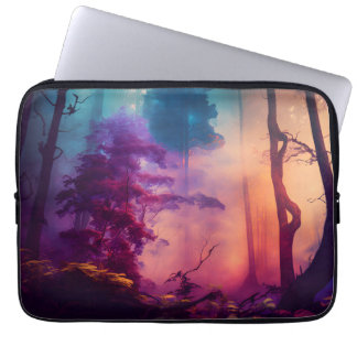 Capa Para Notebook Floresta Encantada Roxo e Laptop Azul
