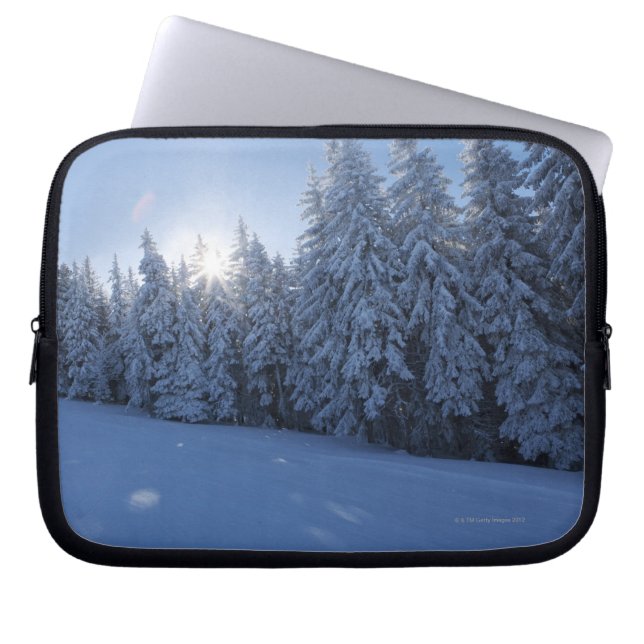 Capa Para Notebook floresta nevado na montanha (Frente)