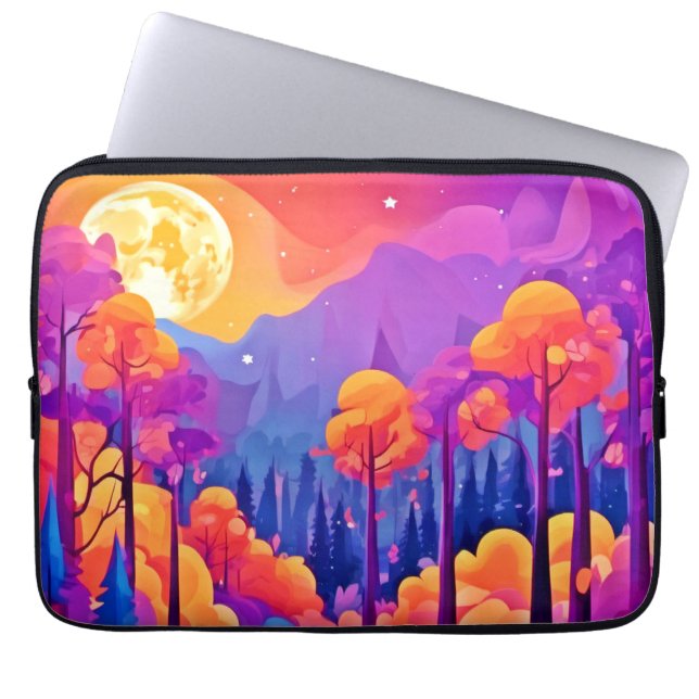 Capa Para Notebook Floresta Vibrante ao Luar (Frente)