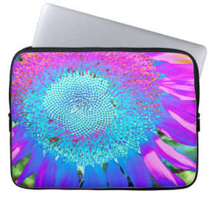 Capa Para Notebook Florim azul-rosa púrpura do girassol elegante