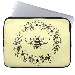 Capa Para Notebook Florre de abelha Flor Amarelo Bolsa de laptop