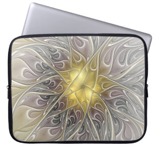 Capa Para Notebook Flourish With Gold Modern Abstract Fractal Flower