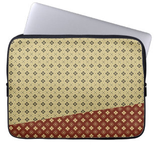 Capa Para Notebook Flower and Diamond Pattern Gold Red