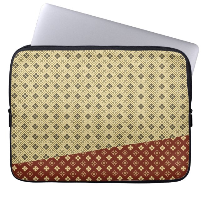 Capa Para Notebook Flower and Diamond Pattern Gold Red (Frente)