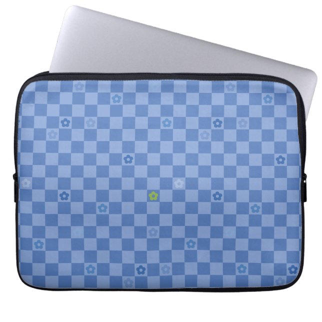 Capa Para Notebook Flower Checkered Pattern No. 01 - Light Blue (Frente)
