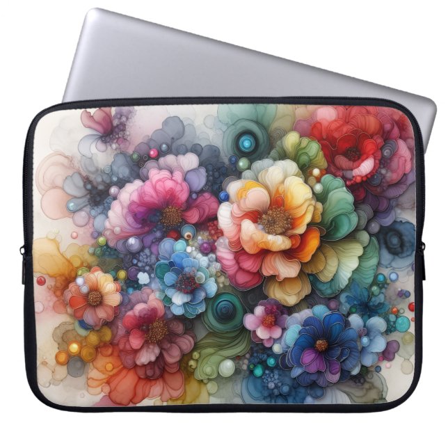 Capa Para Notebook Flowers Alcohol Ink (Frente)