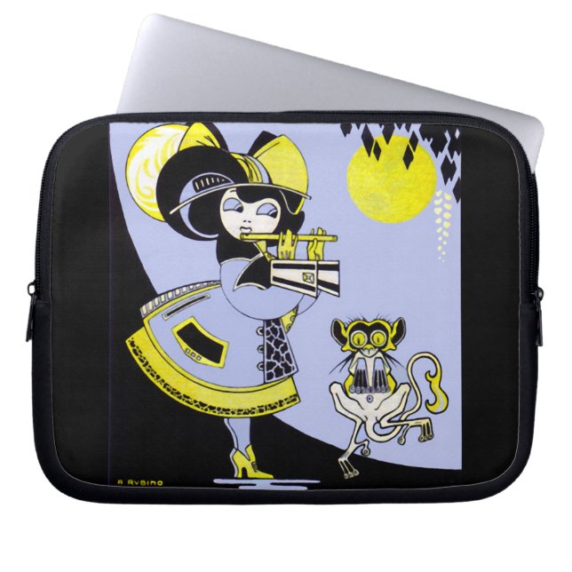 Capa Para Notebook Flutista e macaco (Frente)