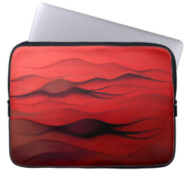 Capa Para Notebook Fluxo Carmesim – Ondas Abstratas Vermelhas em Movi